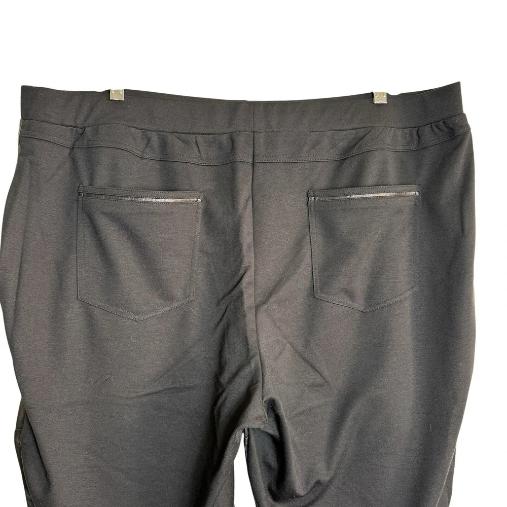 Nancy O'Dell Faux Leather Front Pants‎ 3X Black Mixed Media Ponte Back Pull On